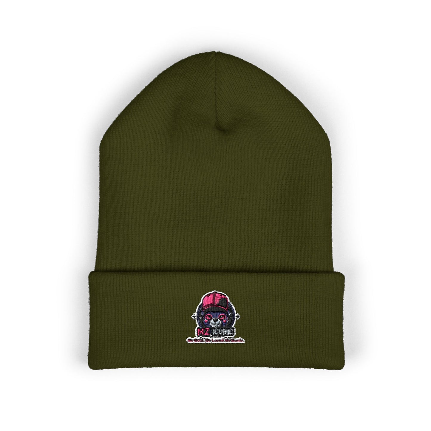 Skull & Roses Embroidered Beanie — Classic Cuffed Winter Hat