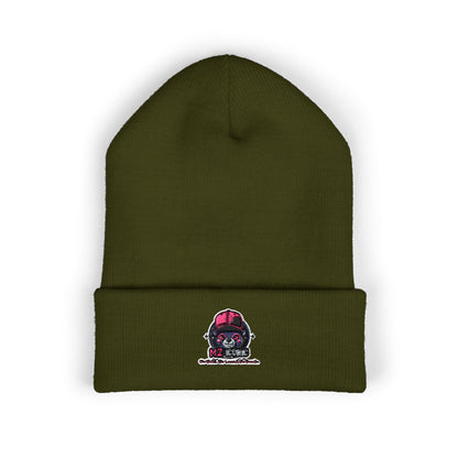 Skull & Roses Embroidered Beanie — Classic Cuffed Winter Hat