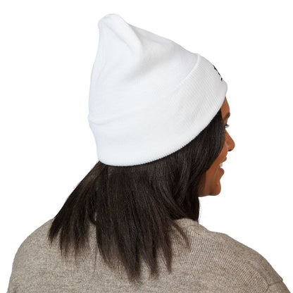 Skull & Roses Embroidered Beanie — Classic Cuffed Winter Hat