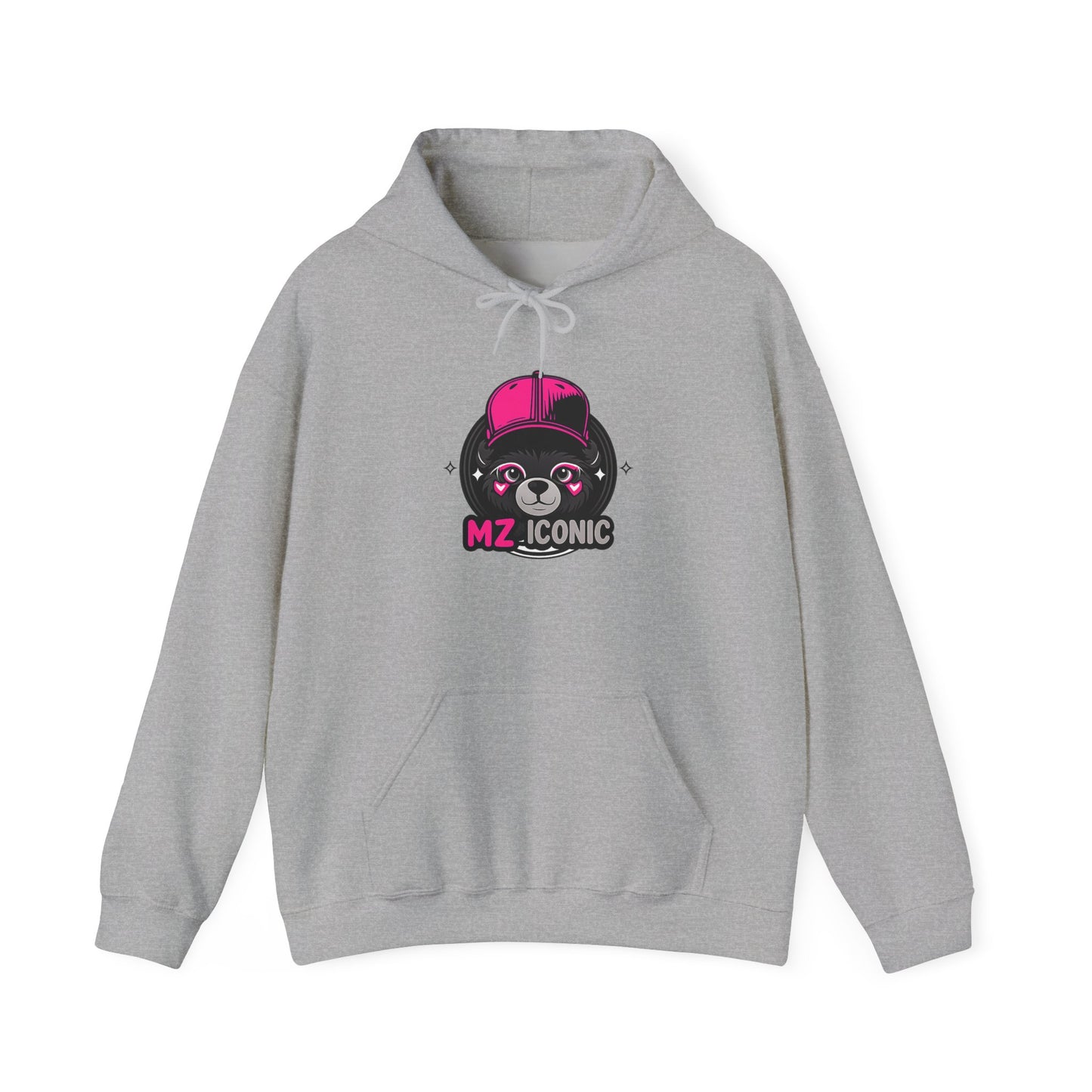 Iconic Bear Hoodie – "MZ_ICONIC" Cute Pink Helmet Graphic