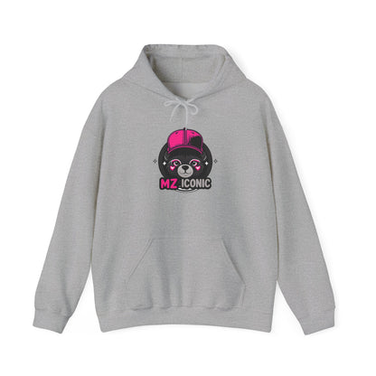 Iconic Bear Hoodie – "MZ_ICONIC" Cute Pink Helmet Graphic