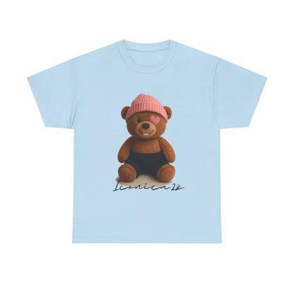 Trendy Graphic Tee: Cute Bear & Bold Text Design