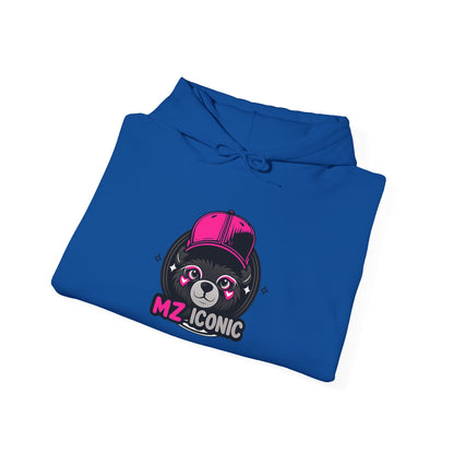 Iconic Bear Hoodie – "MZ_ICONIC" Cute Pink Helmet Graphic