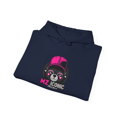 Iconic Bear Hoodie – "MZ_ICONIC" Cute Pink Helmet Graphic