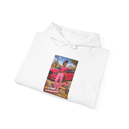 Retro Luxury Hoodie — Pink Sports Car Poster Graphic