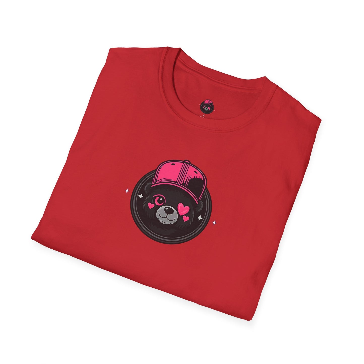 Cute Bear Face T-Shirt — Pink Cap Graphic Tee