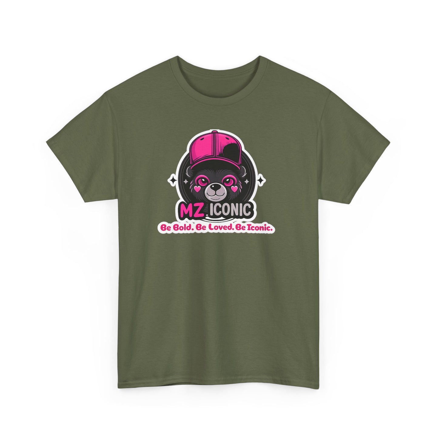 Graphic Tee — "MZ ICONIC" Cute Bear Logo Shirt (Be Bold. Be Loved. Be Iconic.)