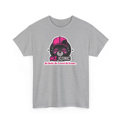 Graphic Tee — "MZ ICONIC" Cute Bear Logo Shirt (Be Bold. Be Loved. Be Iconic.)