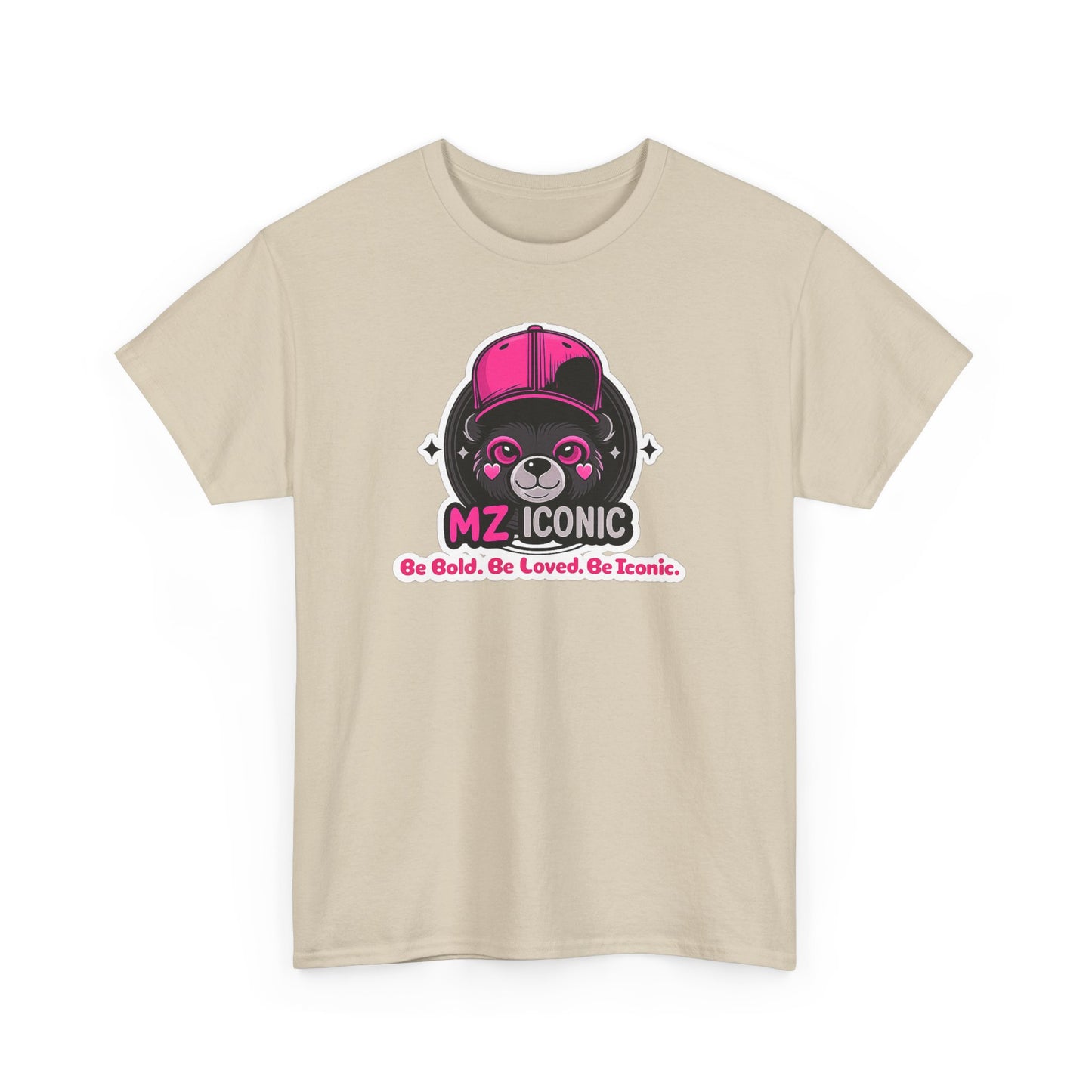 Graphic Tee — "MZ ICONIC" Cute Bear Logo Shirt (Be Bold. Be Loved. Be Iconic.)
