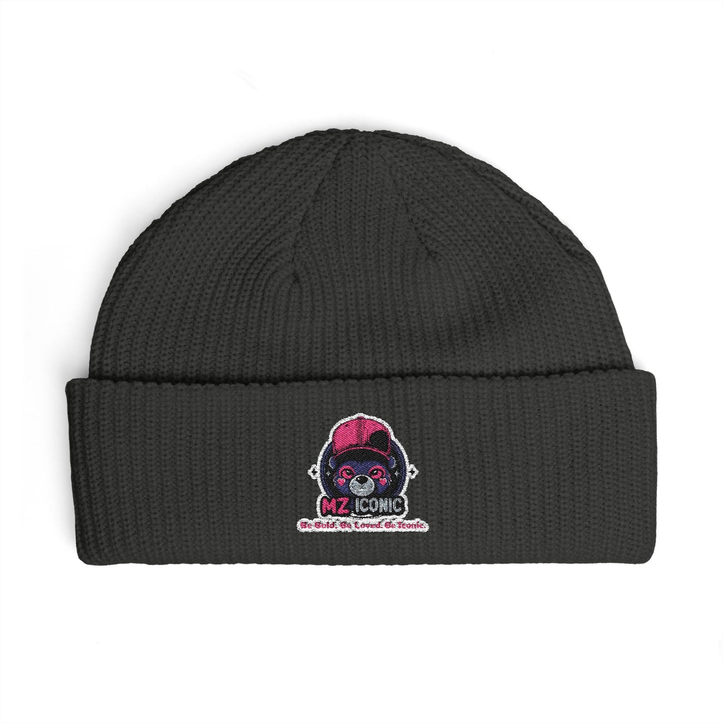 Skull DJ Cuff Beanie — Embroidered Music Skull Knit Hat