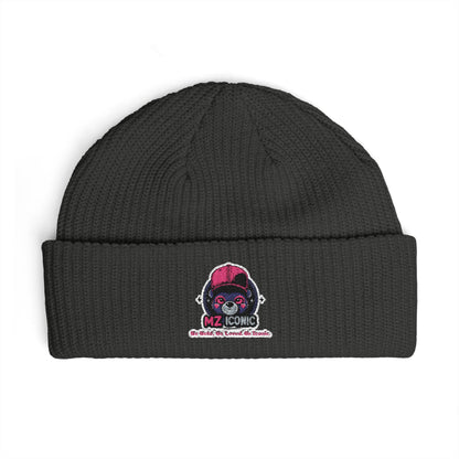 Skull DJ Cuff Beanie — Embroidered Music Skull Knit Hat