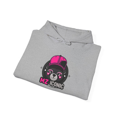 Iconic Bear Hoodie – "MZ_ICONIC" Cute Pink Helmet Graphic