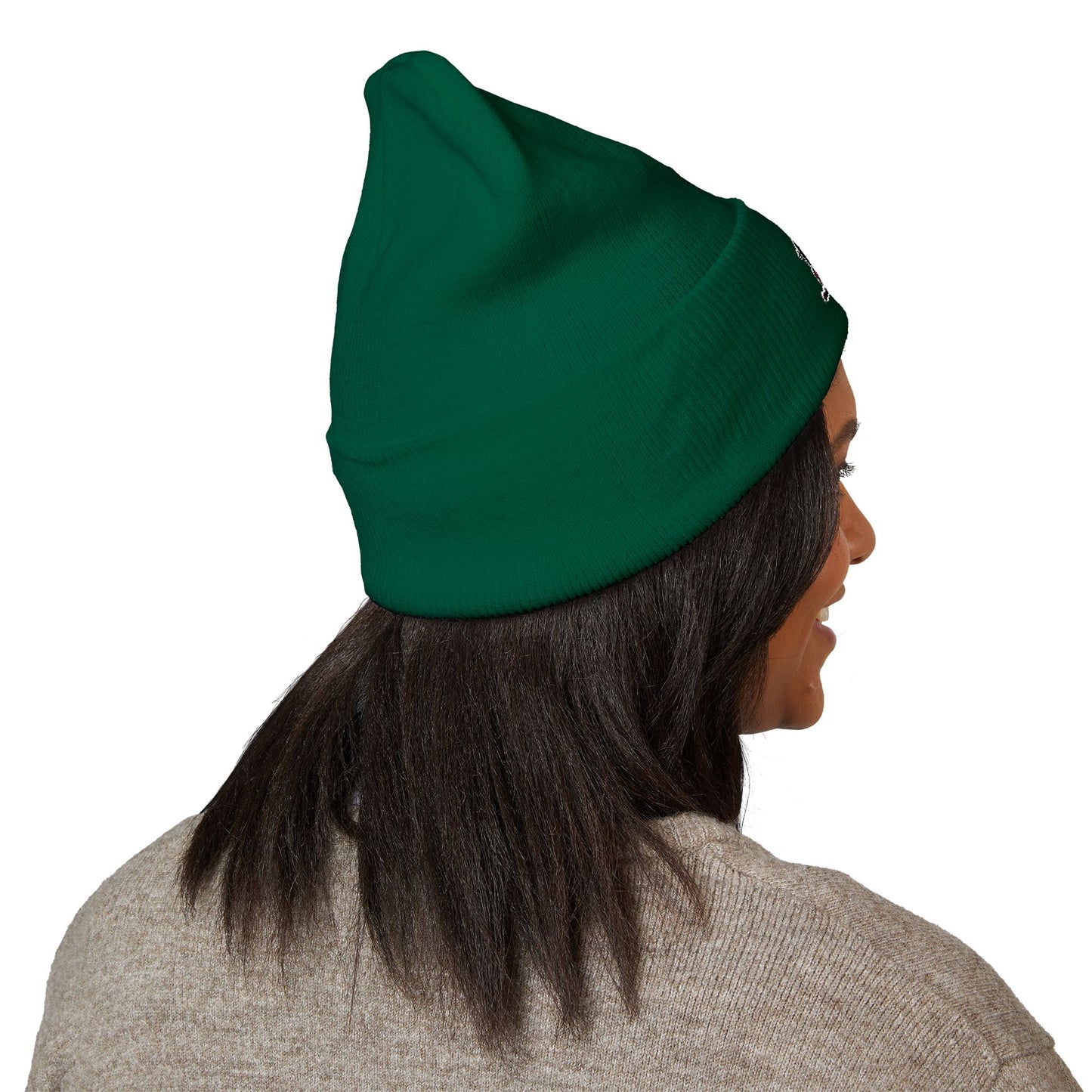 Skull & Roses Embroidered Beanie — Classic Cuffed Winter Hat