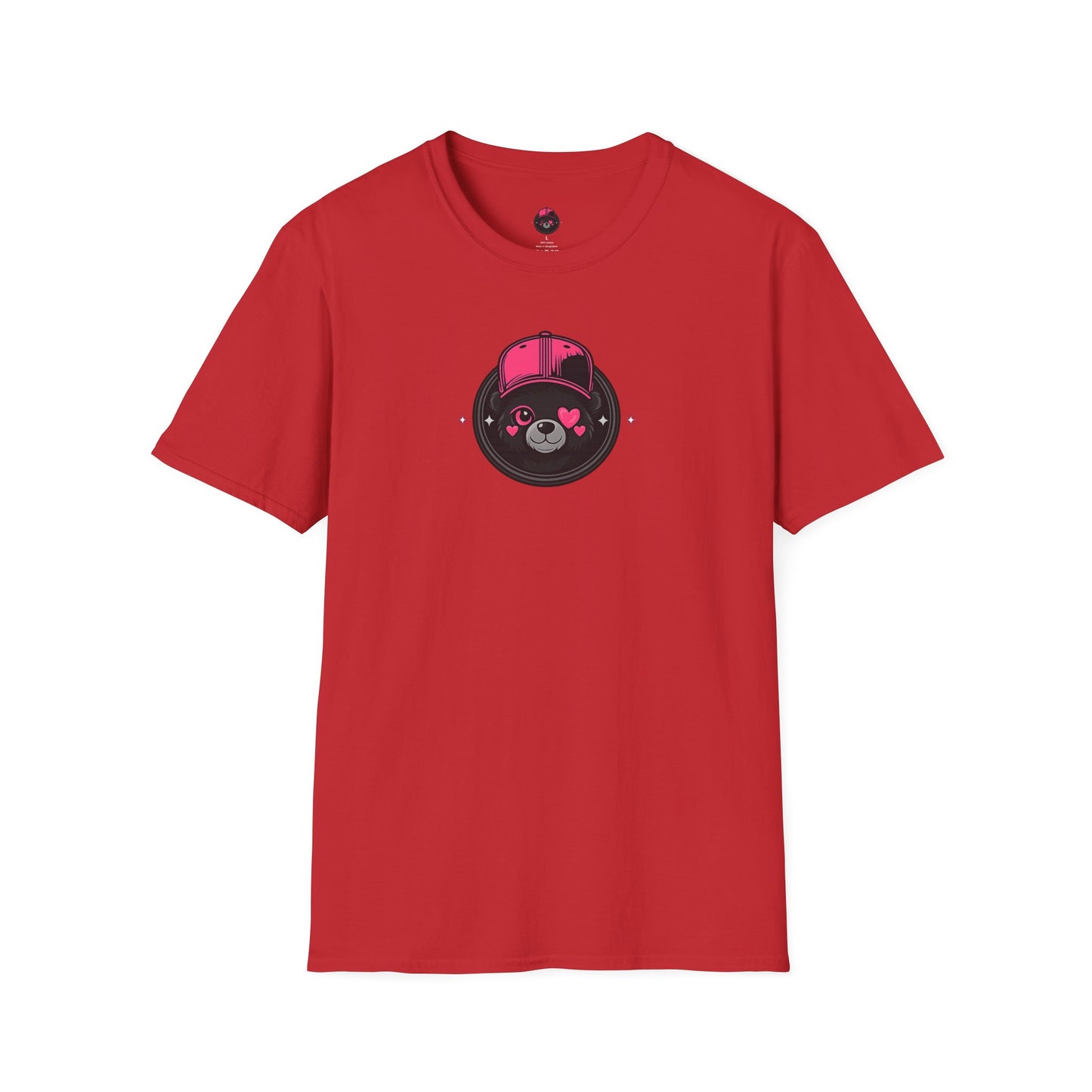 Cute Bear Face T-Shirt — Pink Cap Graphic Tee