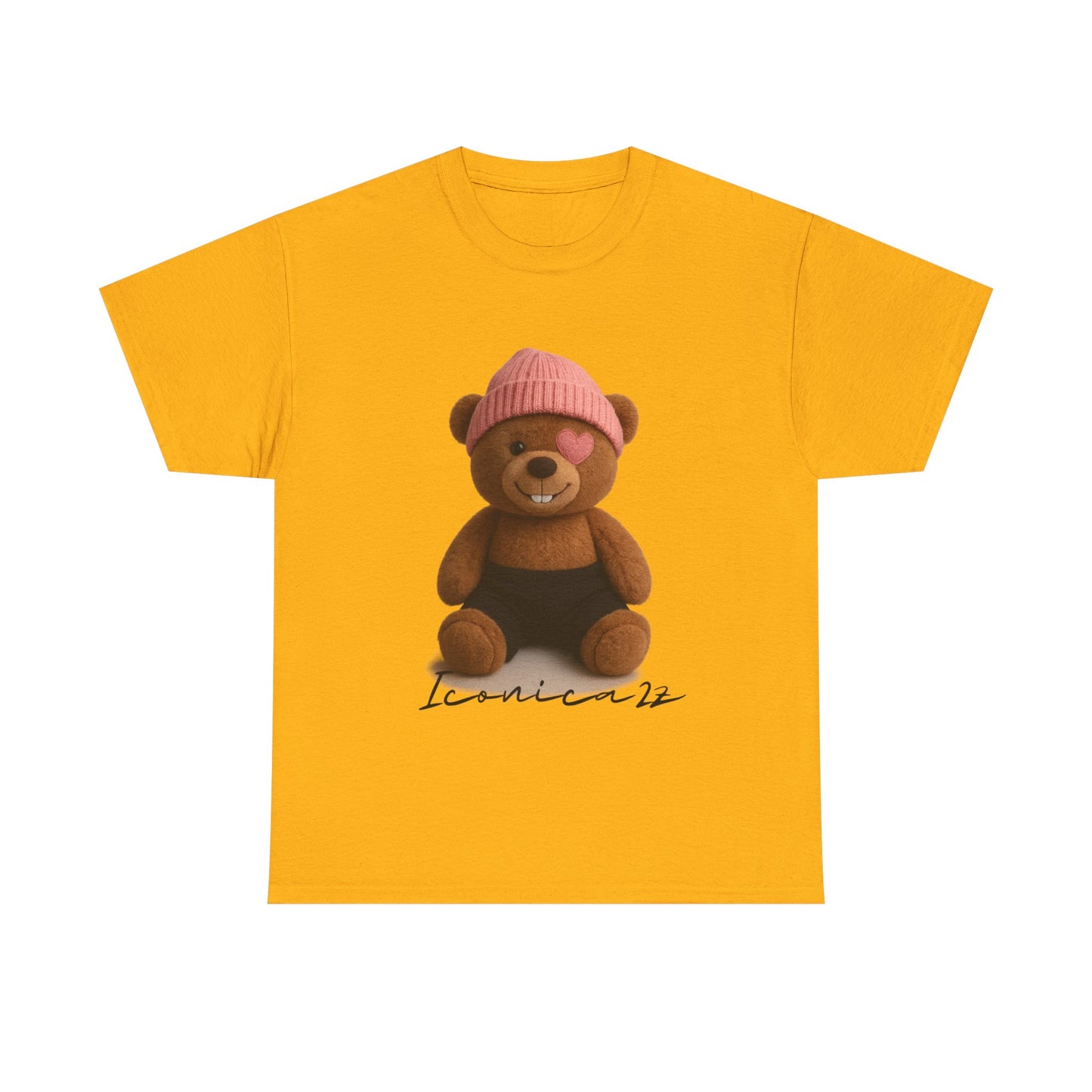 Trendy Graphic Tee: Cute Bear & Bold Text Design