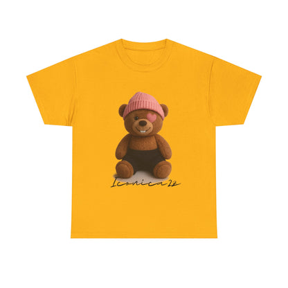 Trendy Graphic Tee: Cute Bear & Bold Text Design
