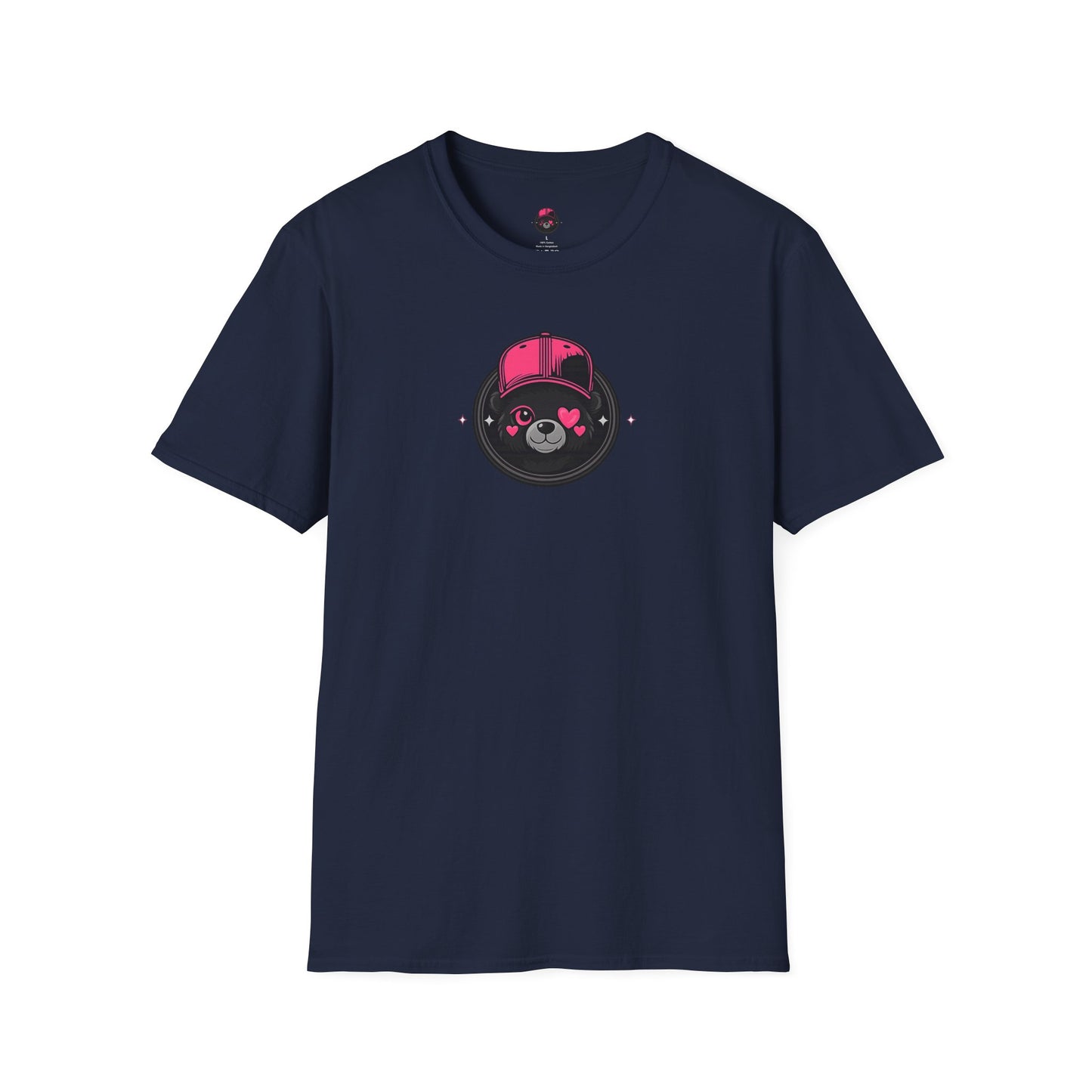 Cute Bear Face T-Shirt — Pink Cap Graphic Tee