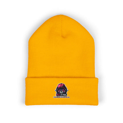 Skull & Roses Embroidered Beanie — Classic Cuffed Winter Hat