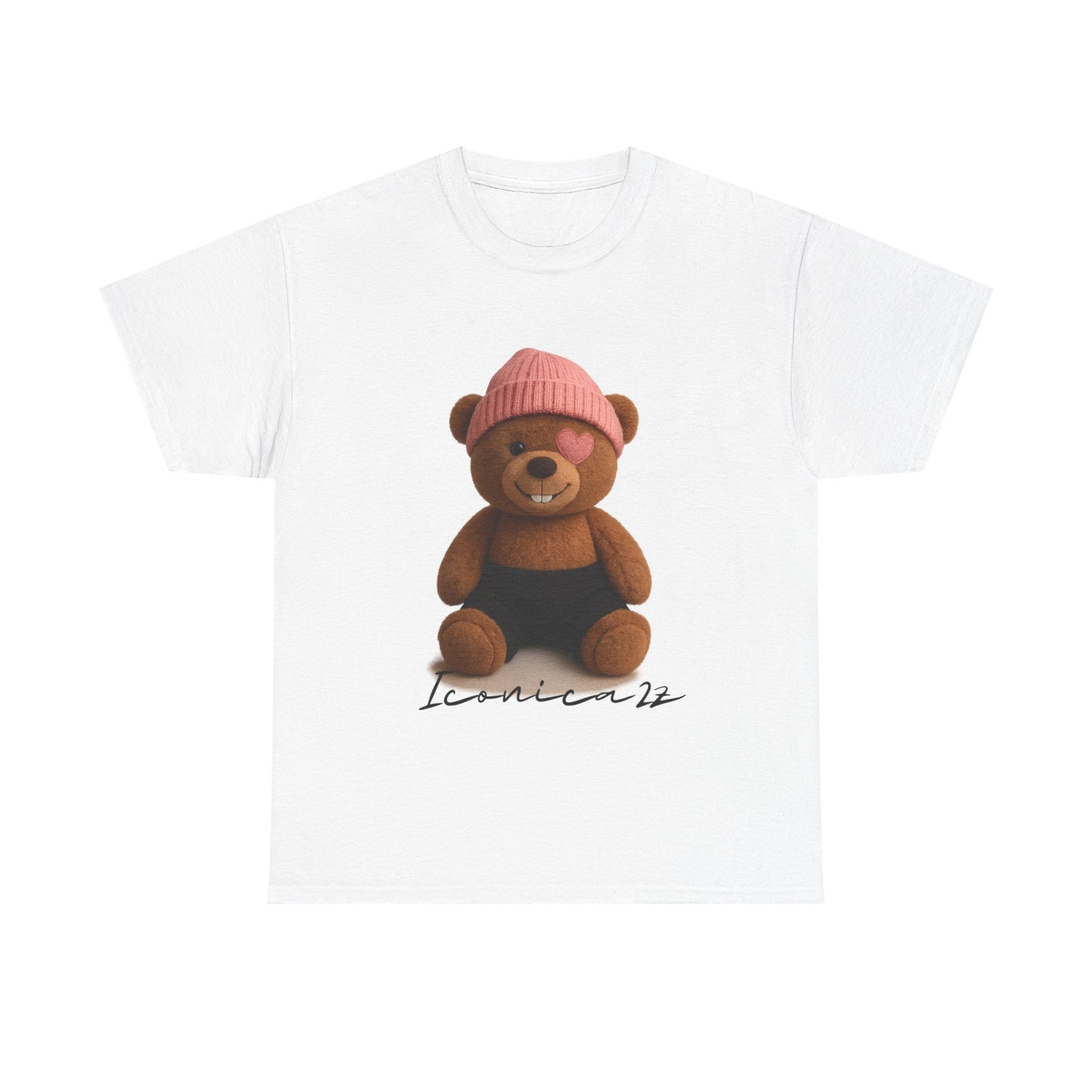 Trendy Graphic Tee: Cute Bear & Bold Text Design