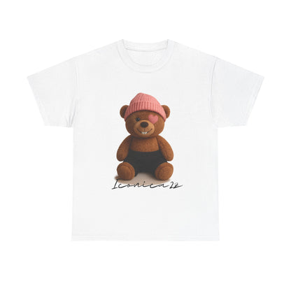 Trendy Graphic Tee: Cute Bear & Bold Text Design