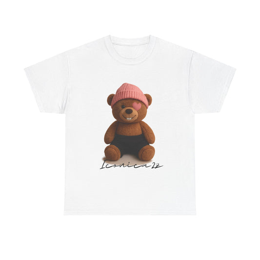 Trendy Graphic Tee: Cute Bear & Bold Text Design