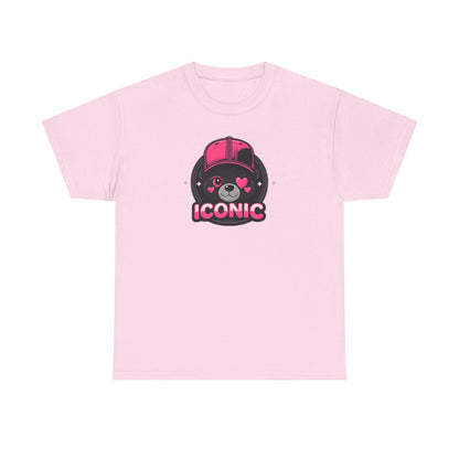 Iconic Bear Graphic Tee — Cute Pink Bear Cap T‑Shirt