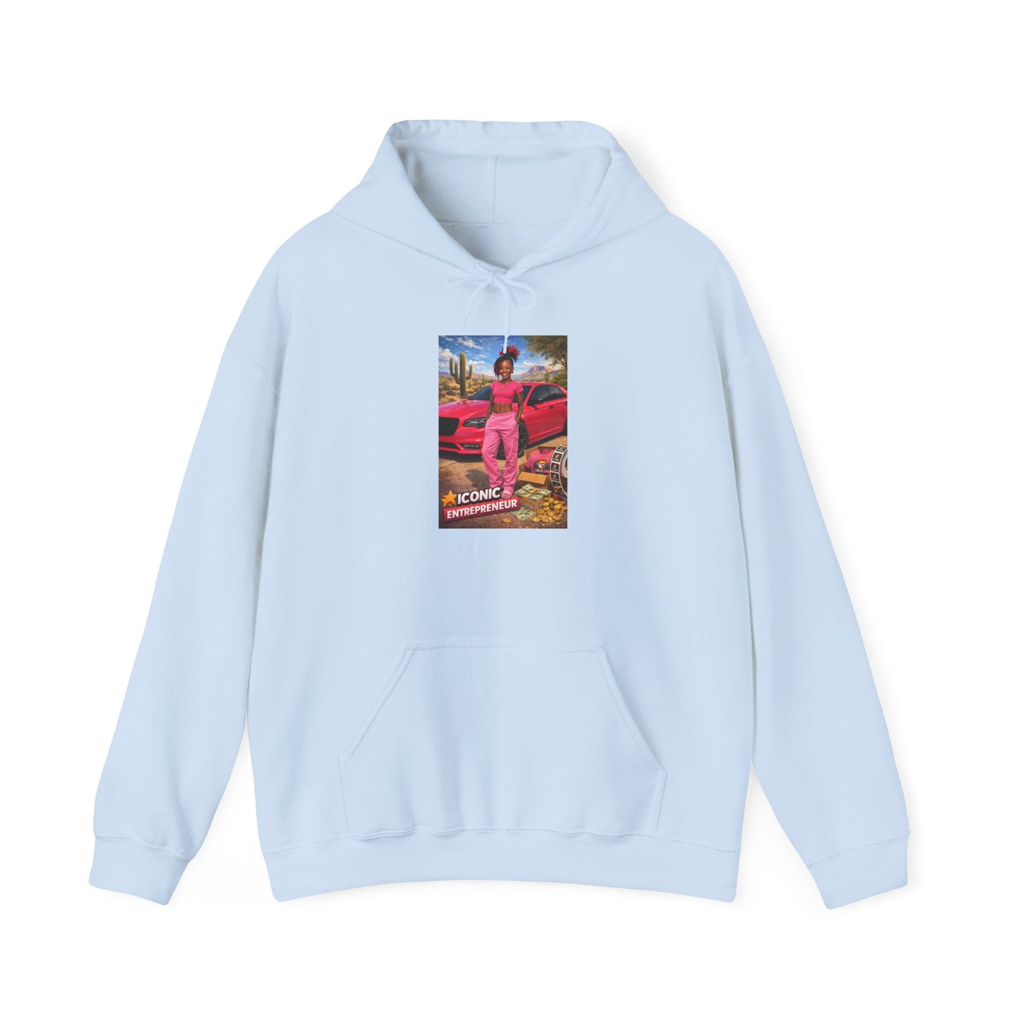 Retro Luxury Hoodie — Pink Sports Car Poster Graphic