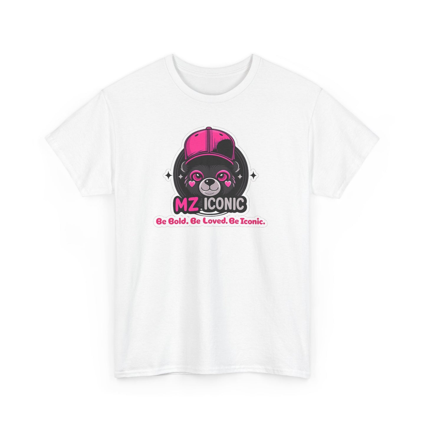 Graphic Tee — "MZ ICONIC" Cute Bear Logo Shirt (Be Bold. Be Loved. Be Iconic.)