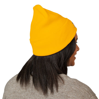 Skull & Roses Embroidered Beanie — Classic Cuffed Winter Hat
