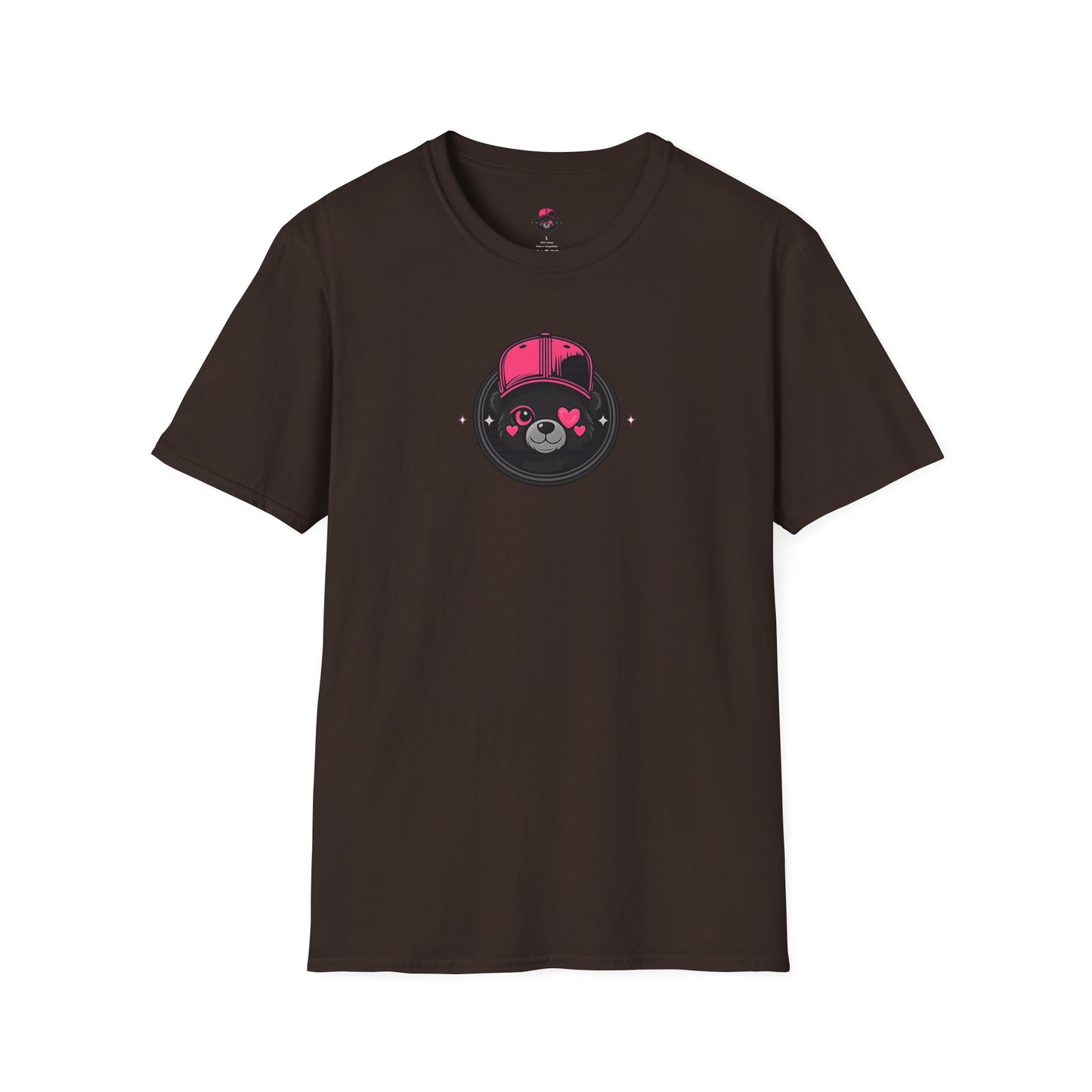 Cute Bear Face T-Shirt — Pink Cap Graphic Tee