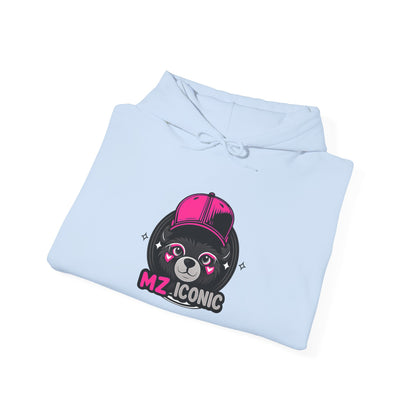 Iconic Bear Hoodie – "MZ_ICONIC" Cute Pink Helmet Graphic