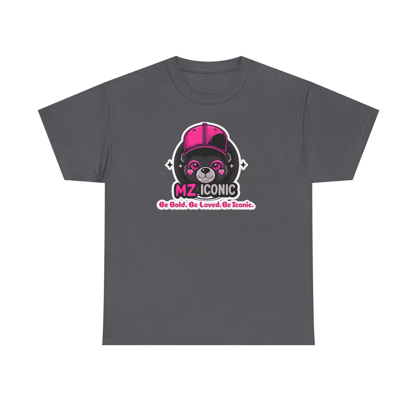 Graphic Tee — "MZ ICONIC" Cute Bear Logo Shirt (Be Bold. Be Loved. Be Iconic.)