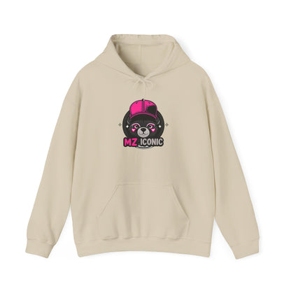 Iconic Bear Hoodie – "MZ_ICONIC" Cute Pink Helmet Graphic