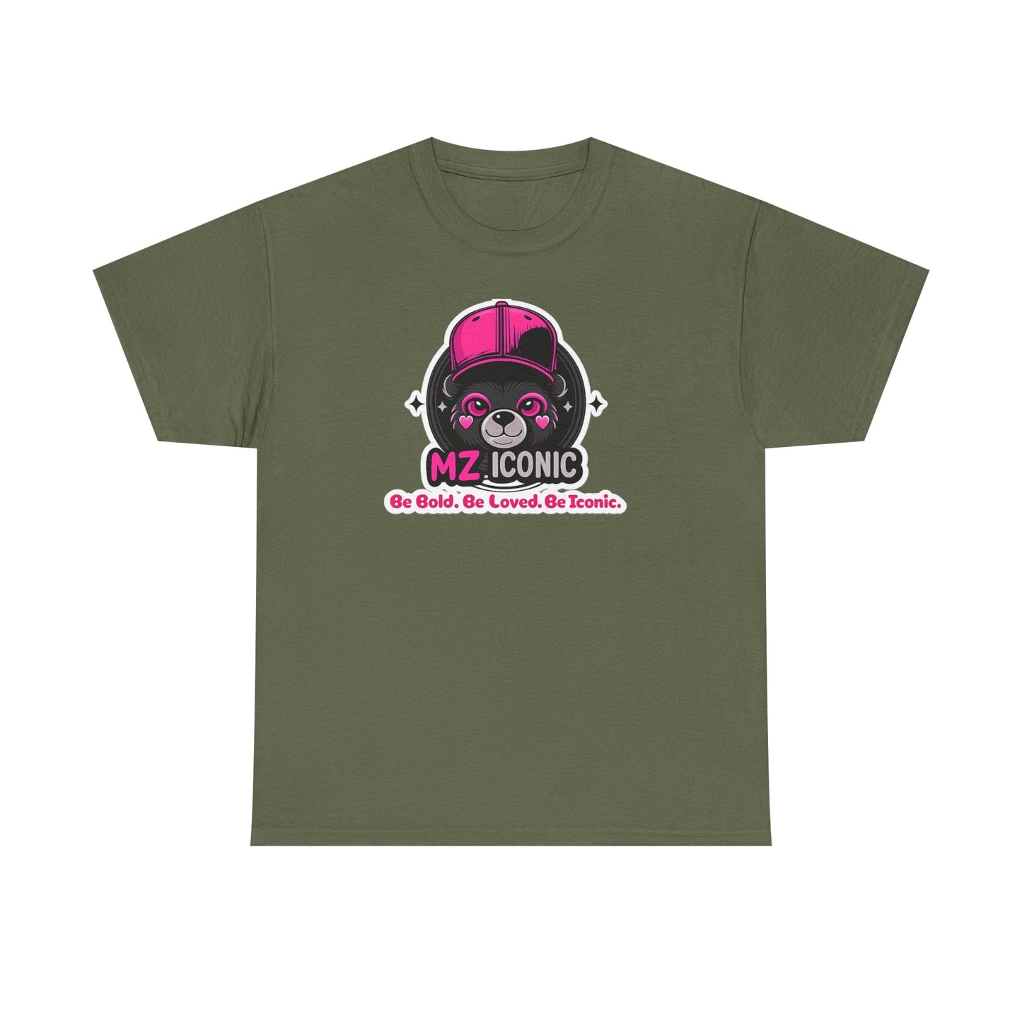 Graphic Tee — "MZ ICONIC" Cute Bear Logo Shirt (Be Bold. Be Loved. Be Iconic.)