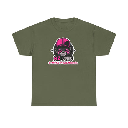 Graphic Tee — "MZ ICONIC" Cute Bear Logo Shirt (Be Bold. Be Loved. Be Iconic.)