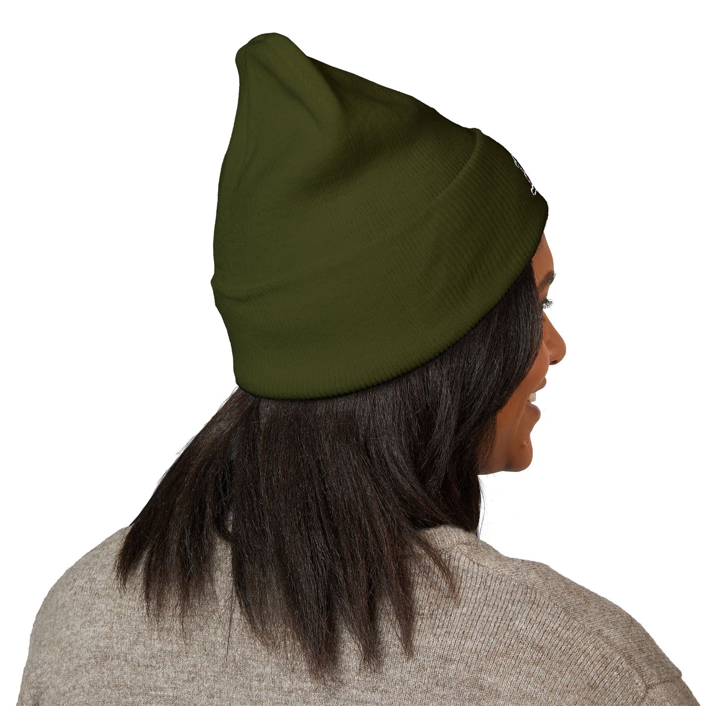 Skull & Roses Embroidered Beanie — Classic Cuffed Winter Hat