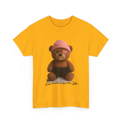 Trendy Graphic Tee: Cute Bear & Bold Text Design