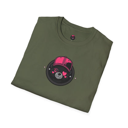 Cute Bear Face T-Shirt — Pink Cap Graphic Tee