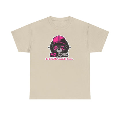 Graphic Tee — "MZ ICONIC" Cute Bear Logo Shirt (Be Bold. Be Loved. Be Iconic.)