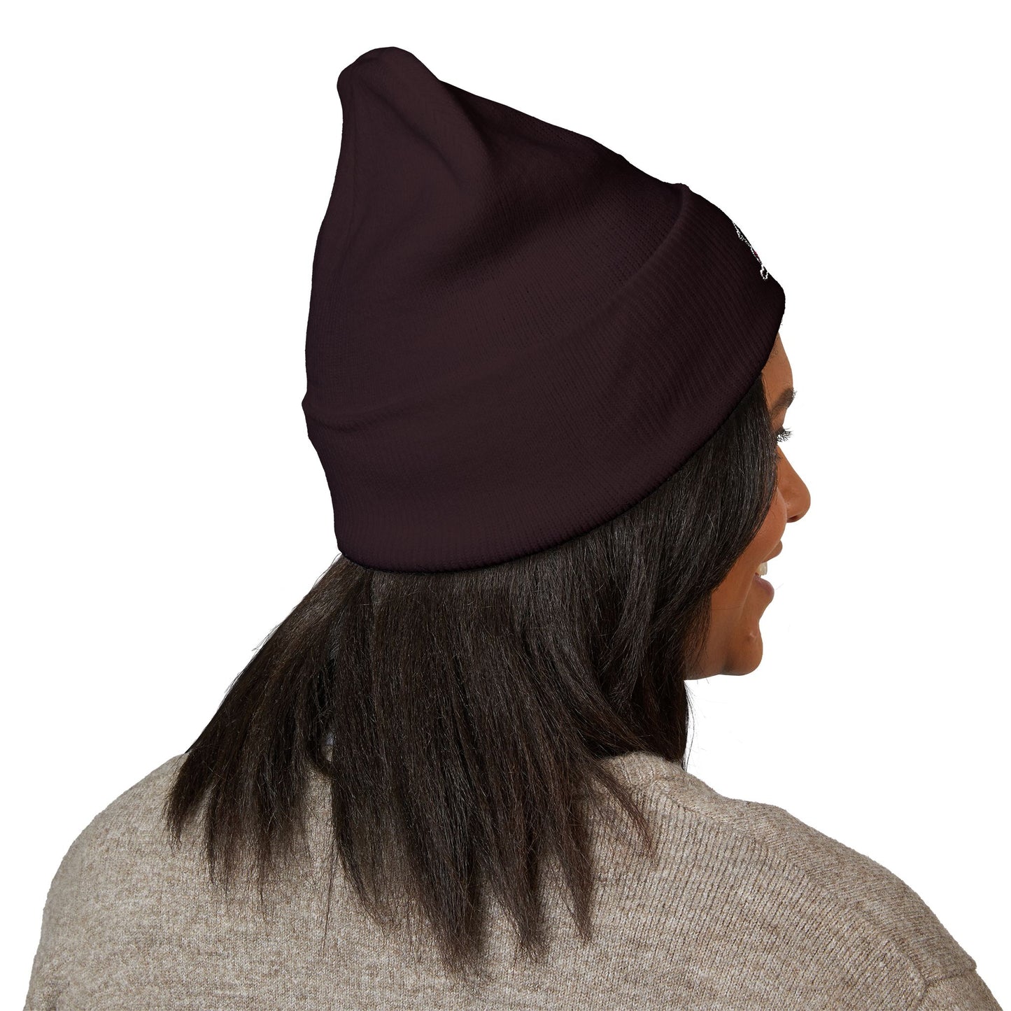 Skull & Roses Embroidered Beanie — Classic Cuffed Winter Hat