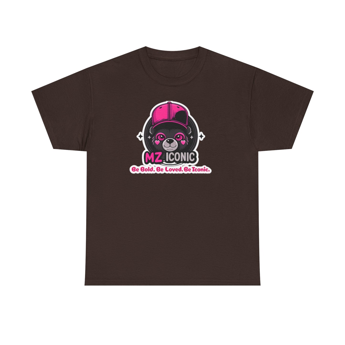 Graphic Tee — "MZ ICONIC" Cute Bear Logo Shirt (Be Bold. Be Loved. Be Iconic.)