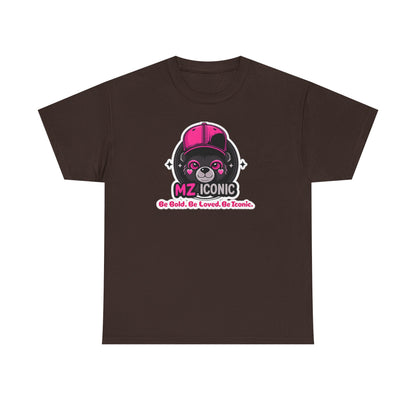Graphic Tee — "MZ ICONIC" Cute Bear Logo Shirt (Be Bold. Be Loved. Be Iconic.)