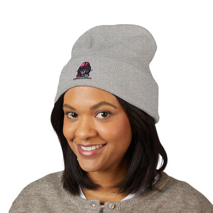 Skull & Roses Embroidered Beanie — Classic Cuffed Winter Hat