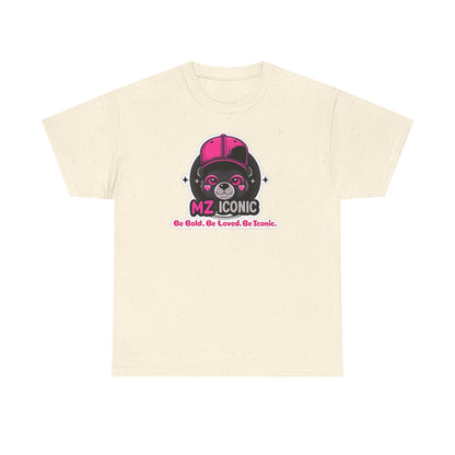 Graphic Tee — "MZ ICONIC" Cute Bear Logo Shirt (Be Bold. Be Loved. Be Iconic.)