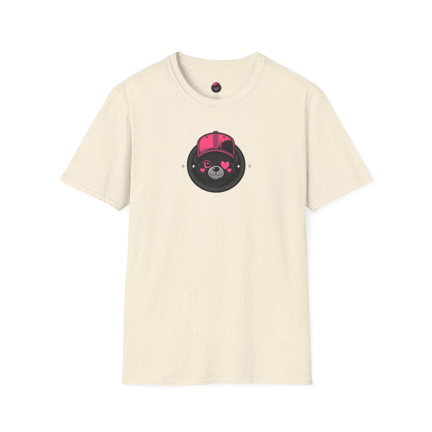 Cute Bear Face T-Shirt — Pink Cap Graphic Tee