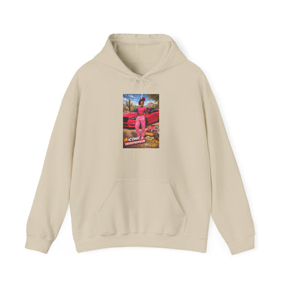 Retro Luxury Hoodie — Pink Sports Car Poster Graphic