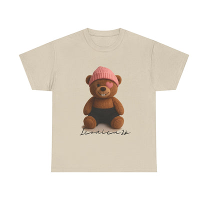 Trendy Graphic Tee: Cute Bear & Bold Text Design