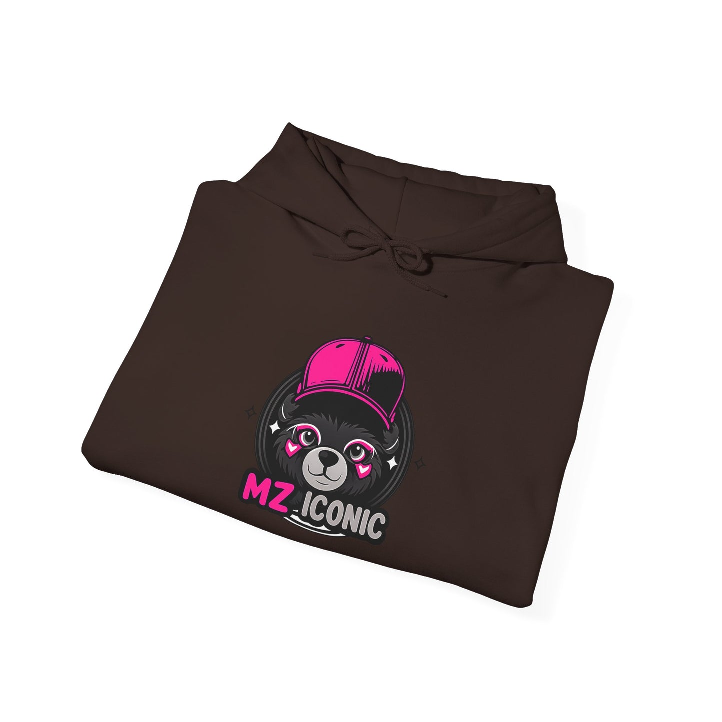 Cute Bear 'MZ Iconic' Hoodie — Back 'Is U Cool?!!' Graphic Pullover