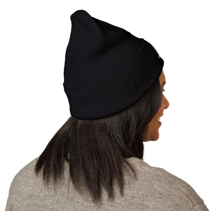 Skull & Roses Embroidered Beanie — Classic Cuffed Winter Hat