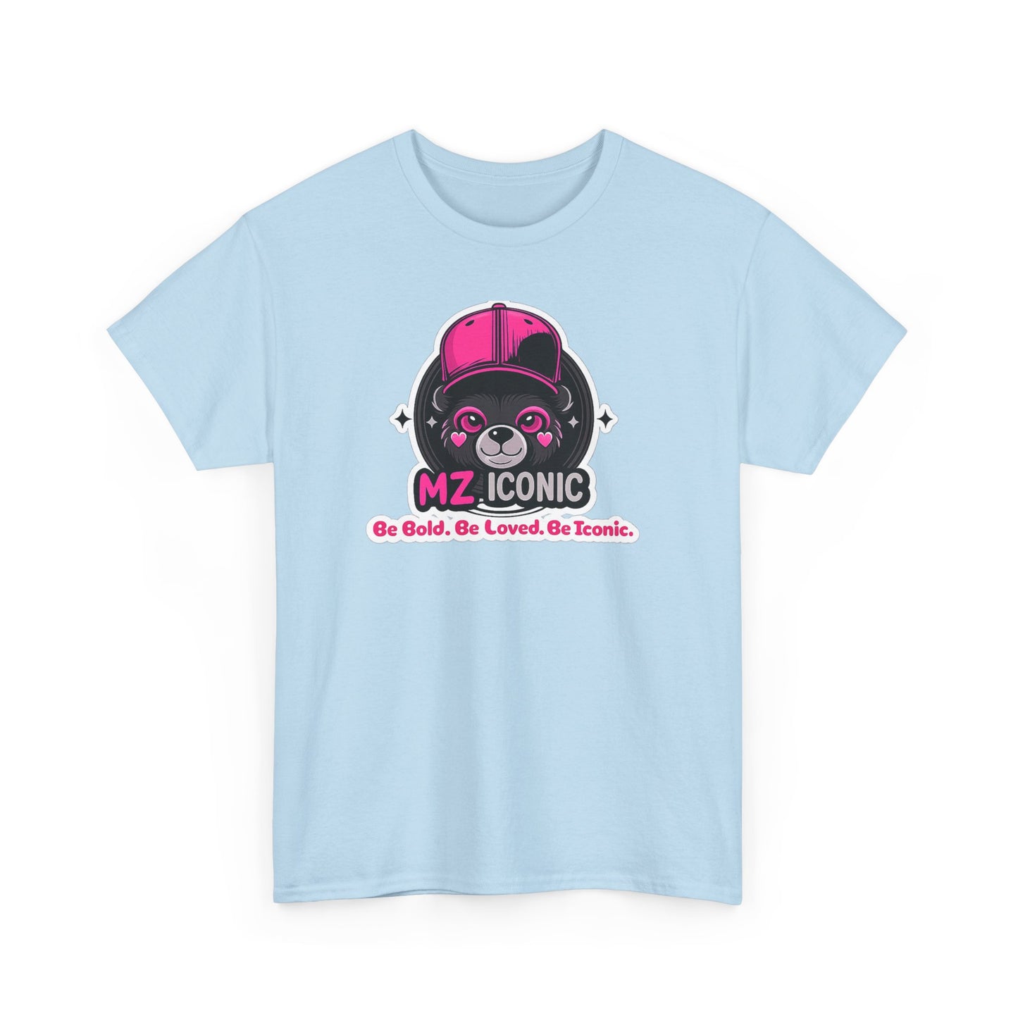 Graphic Tee — "MZ ICONIC" Cute Bear Logo Shirt (Be Bold. Be Loved. Be Iconic.)